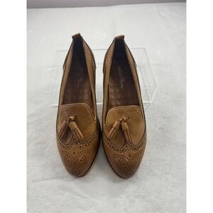 Mona Flying Penny Loafer Women's 36 Brown Leather‎ Tassels Slip-On Almond Toe
